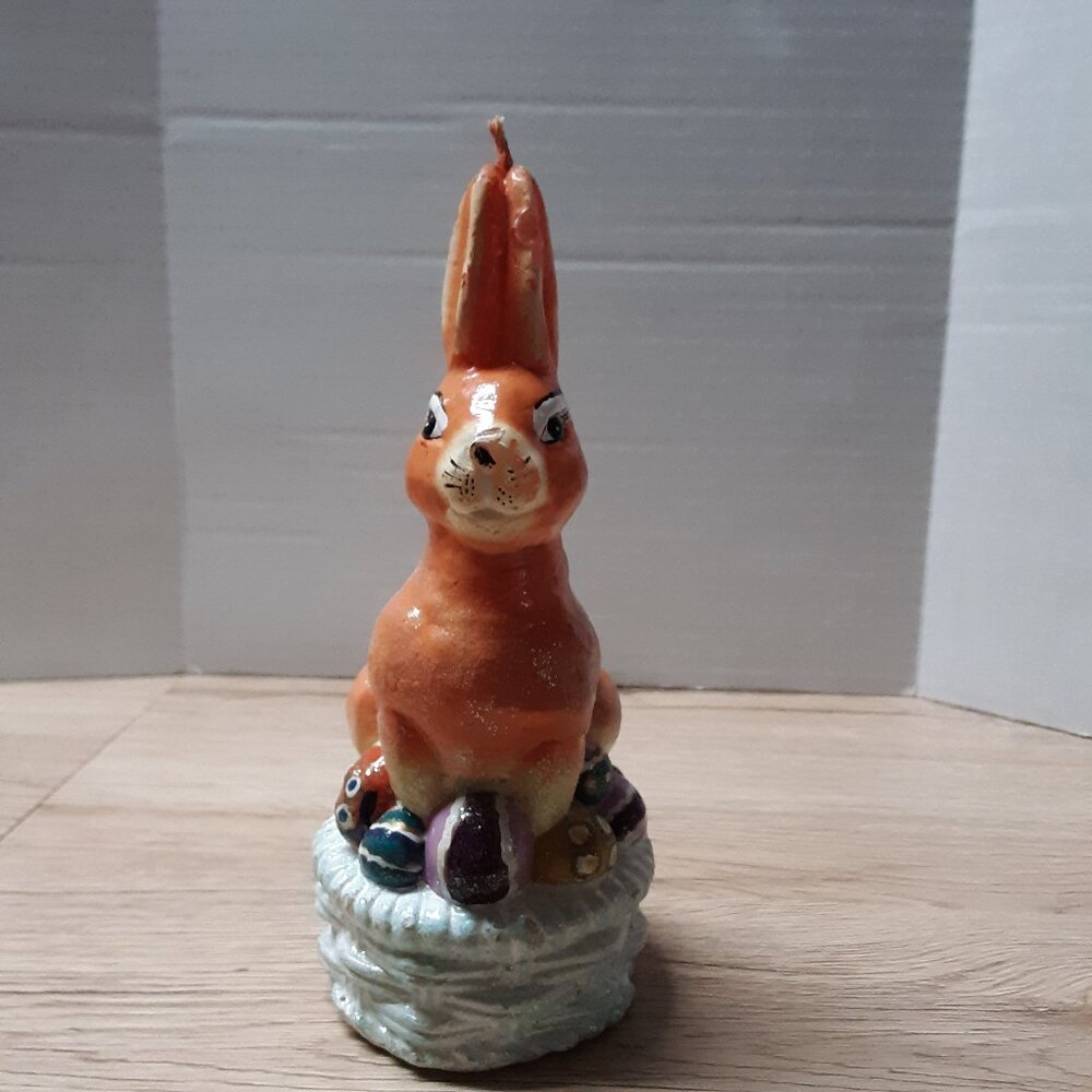 Christopher Radko Home For The Holidays Easter Bunny w/ Eggs Glitter Candle RARE
